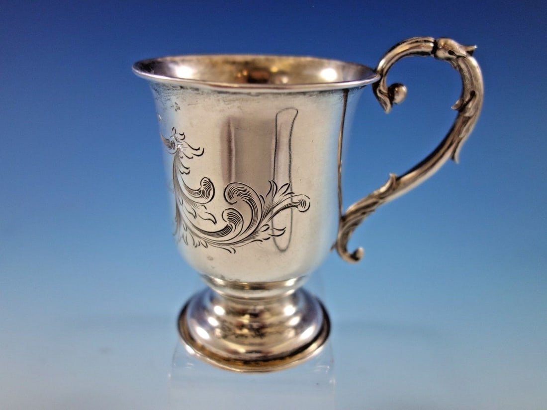 Tifft & Whiting Antique Coin Silver Baby Cup Footed 1853 Monogrammed (1 of 7)