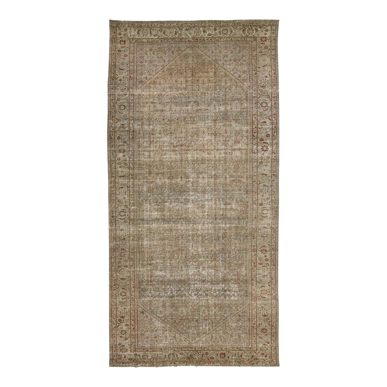 Antique Persian Mahal Wool Rug 10'2 x 20'8 Blue Allover Design: Antique Persian Mahal Wool Rug 10'2 x 20'8 Blue Allover Design Transform your living space with this exquisite Antique Persian Mahal Oversized Wool Rug. Hand-knotted with precision, this stunning rug