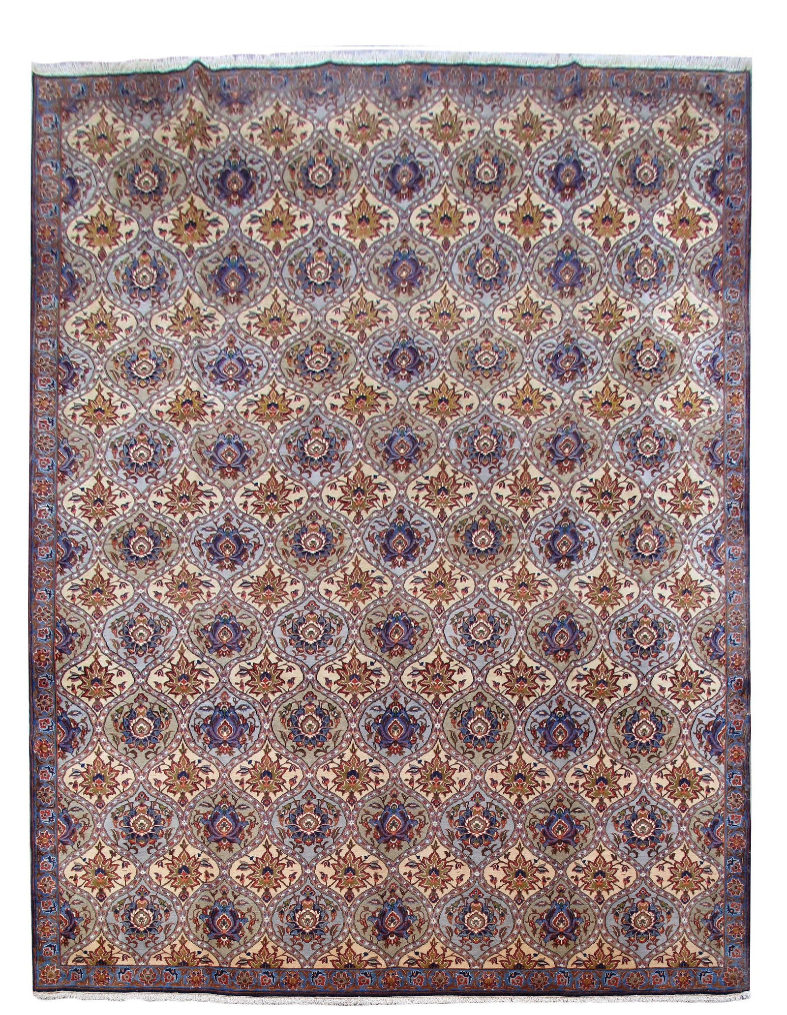 Ivory Persian Isfahan Rug 10.7 x 13.10 Handcrafted Wool (1 of 4)