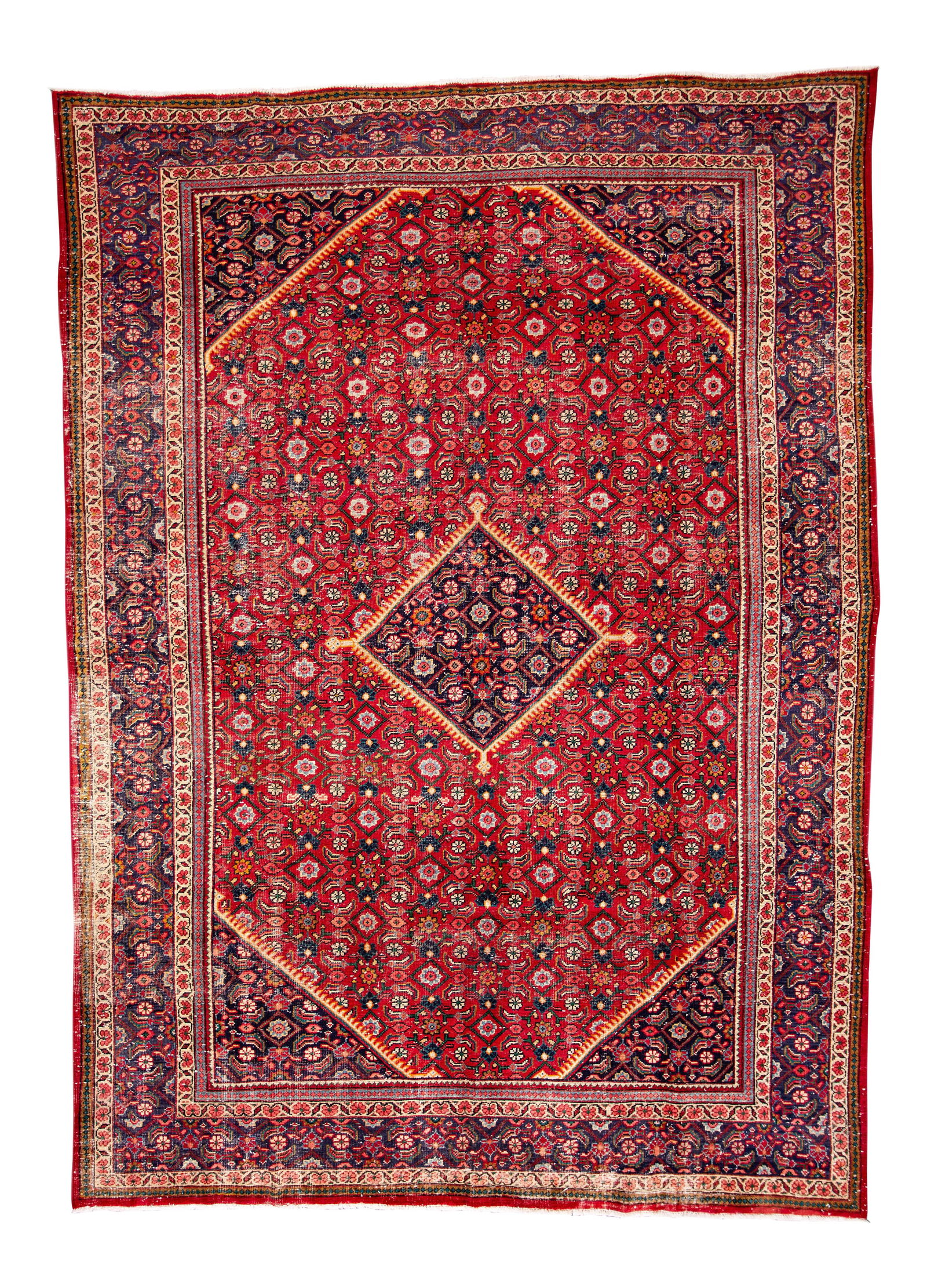 Mid-20th Century Hand-Knotted Vintage Mahal Wool Rug 9'5 x 13'1 Brick Red (1 of 8)