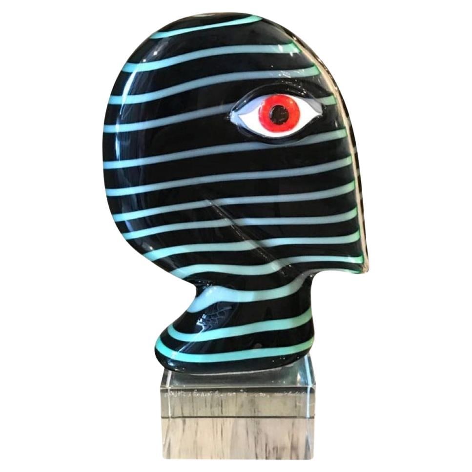 Murano Glass Bust Il Volto by Mario Badioli Robert Scherer Italy 1990s: Murano Glass Bust Il Volto by Mario Badioli Robert Scherer Italy 1990s This stunning Murano glass portrait bust titled "Il Volto" is a collaboration between renowned artists Mario Badioli and Robert S