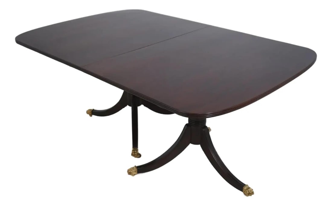 Mahogany Dining Table with Double Pedestal and Ball Claw Feet (1 of 10)