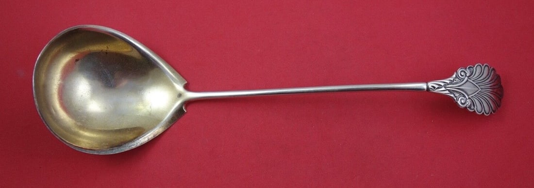 Gorham Grecian Sterling Silver Soup Ladle Gold Wash 11 7/8 Inches: Gorham Grecian Sterling Silver Soup Ladle Gold Wash 11 7/8 Inches This exquisite Grecian soup ladle by Gorham is crafted from sterling silver and features a luxurious gold wash finish. Measuring 11 7/