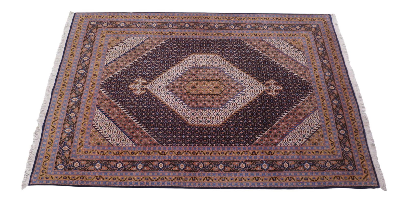 Vintage 100% Wool Hand Woven Knot Purple Area Rug 4'7'' x 6'10'' (1 of 10)