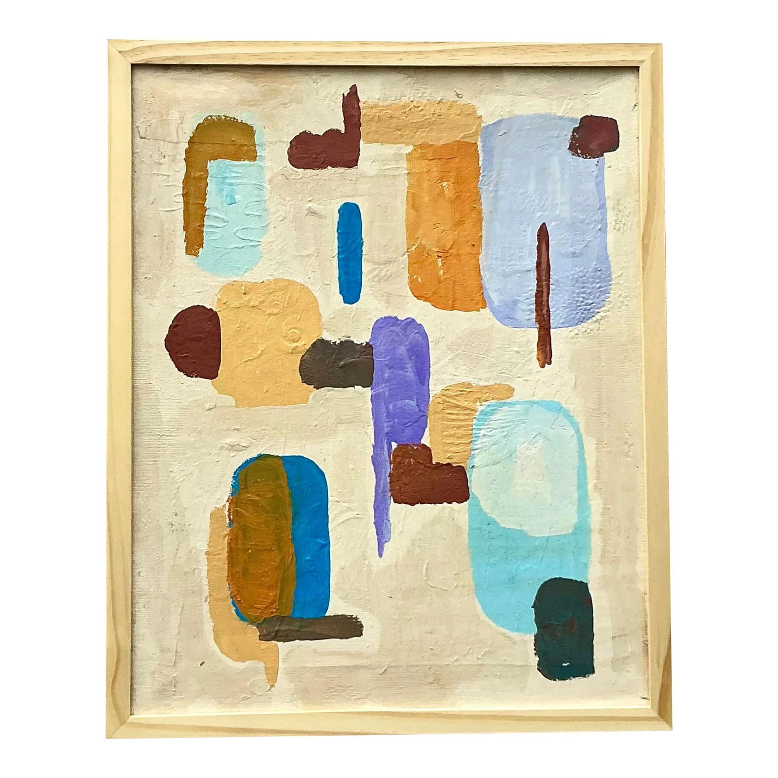 Original Boho Abstract Oil Painting on Canvas 17 x 21 Ecru: Original Boho Abstract Oil Painting on Canvas 17 x 21 Ecru This vintage Boho original abstract oil painting on canvas is a vibrant and free-spirited piece that features bold colors and fluid movement.