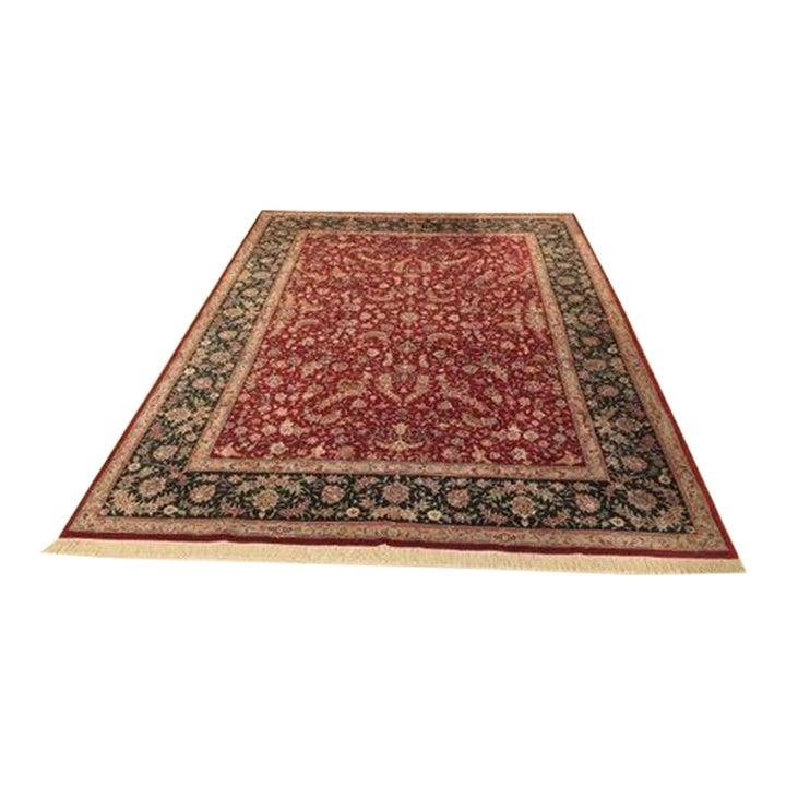 Red Wool Area Rug Approximately 9 x 12 Feet with Full Fringe: Red Wool Area Rug Approximately 9 x 12 Feet with Full Fringe This room size rug is crafted from high-quality wool and features a red background with bright and vibrant colors. It is approximately 30 y
