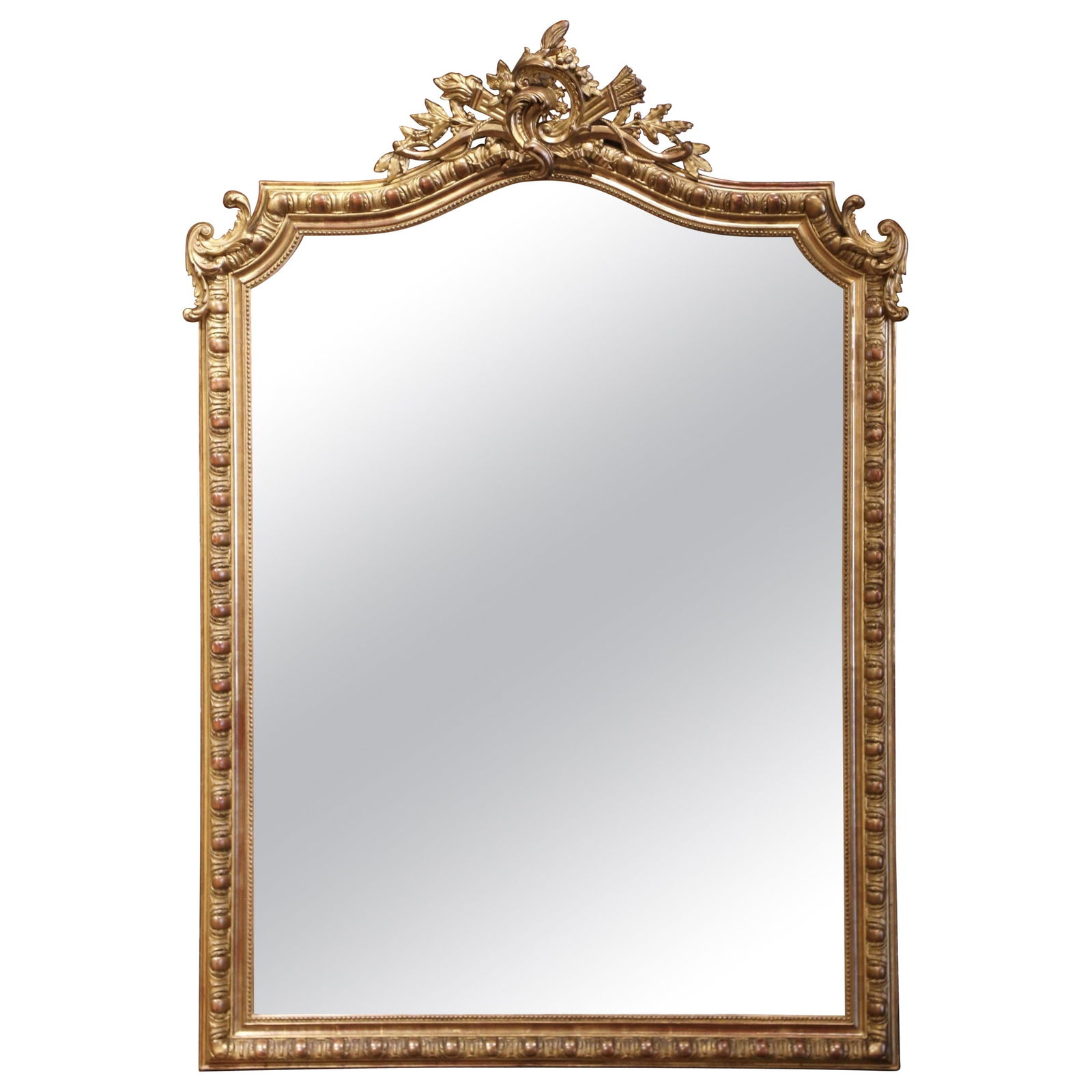 19th Century French Louis XV Giltwood Arched Mirror circa 1870 (1 of 9)