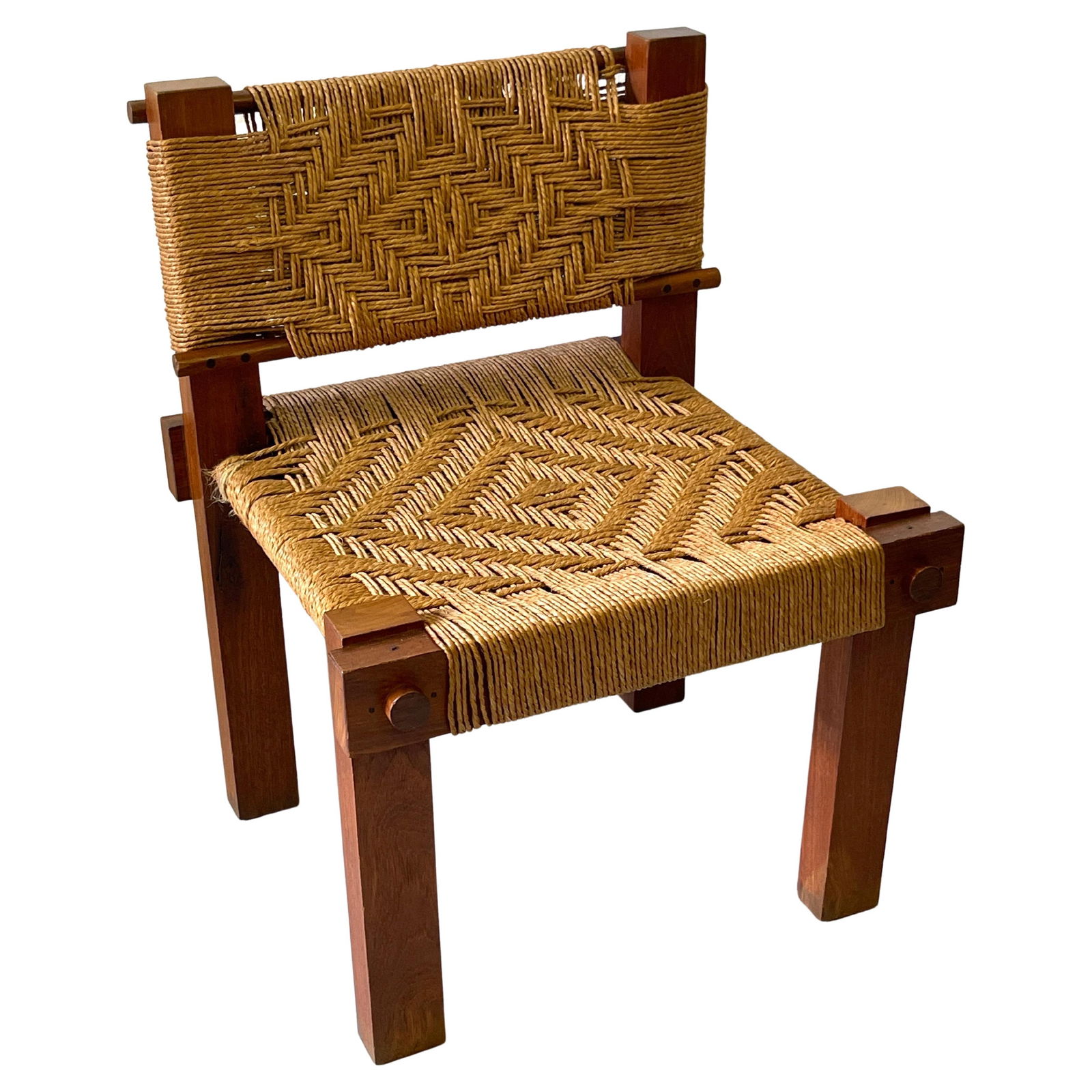 Mini Boga Occasional Chair by Taaru Modern Teak and Woven Rope: Mini Boga Occasional Chair by Taaru Modern Teak and Woven Rope Discover the elegance of the Mini Boga occasional chair, a stunning piece designed by Taaru in the 1960s. This chair showcases a beautifu