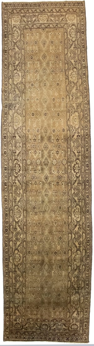 Handmade Vintage Tribal Runner Rug 3'9 x 14'11 Floral Wool Carpet: Handmade Vintage Tribal Runner Rug 3'9 x 14'11 Floral Wool Carpet Discover the charm of this Handmade Vintage Tribal Oriental Runner Rug, ideal for enhancing your hallway or kitchen area. Measuring 3'