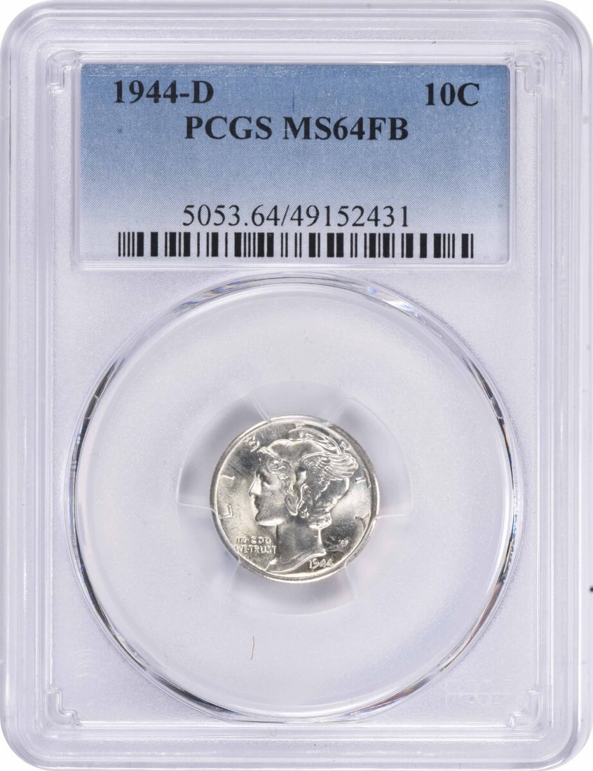 1944-D Mercury Silver Dime MS64FB Certified PCGS Coin (1 of 2)