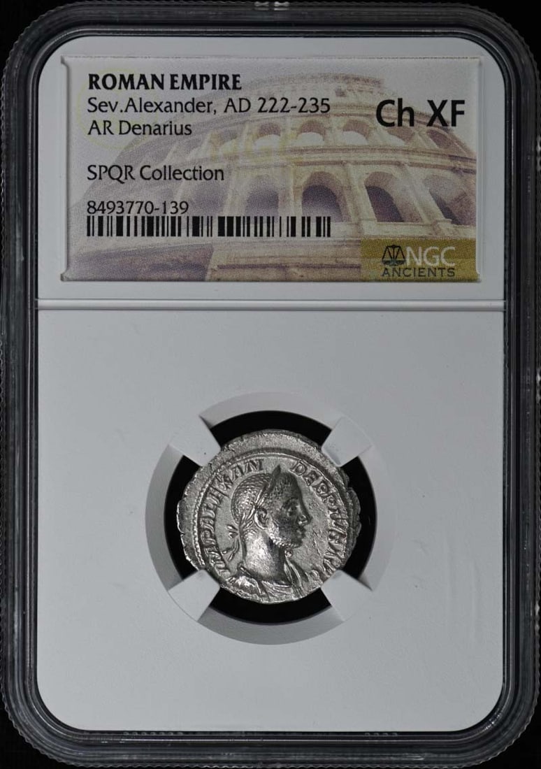 Roman Empire Silver Denarius of Severus Alexander Certified NGC XF45 (1 of 2)