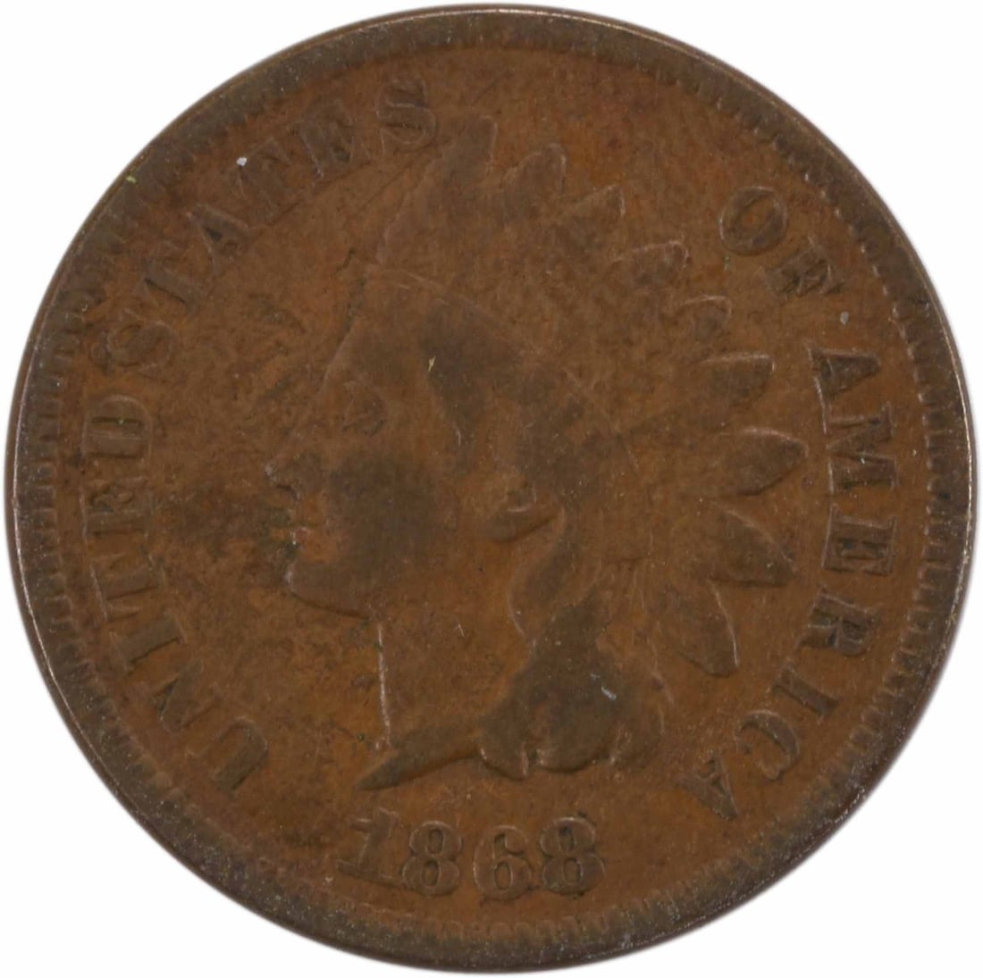 1868 Indian Head Cent Copper Coin F Grade Uncertified (1 of 2)