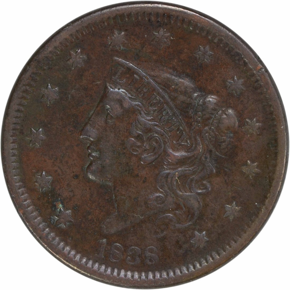 1838 Large Cent Coronet Head VF Copper Coin Uncertified (1 of 2)