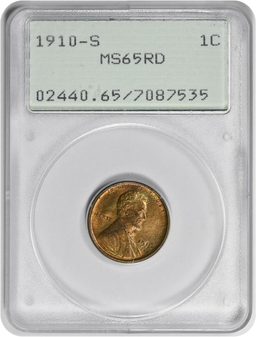 1910-S Lincoln Cent MS65RD PCGS Uncirculated San Francisco Mint (1 of 4)