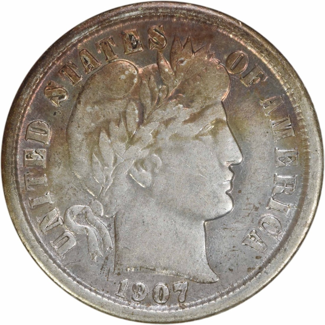1907-O Barber Silver Dime VF Uncertified 10C Coin: 1907-O Barber Silver Dime VF Uncertified 10C Coin This 1907-O Barber Silver Dime is a notable example of American coinage, featuring a design by Charles E. Barber. Struck at the New Orleans Mint, this