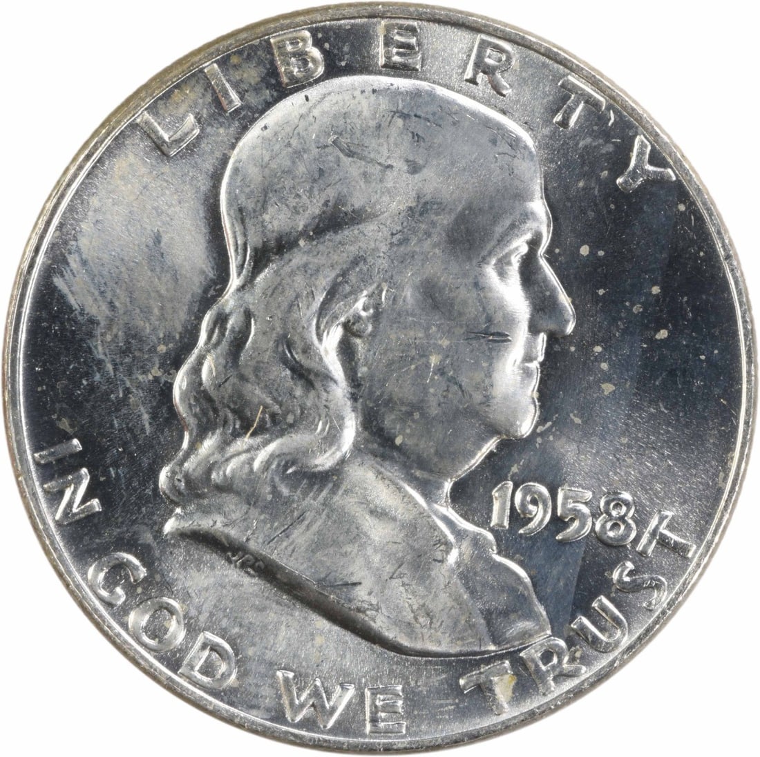 1958-D Uncertified Franklin Half Dollar Silver Choice Brilliant Uncirculated (1 of 2)