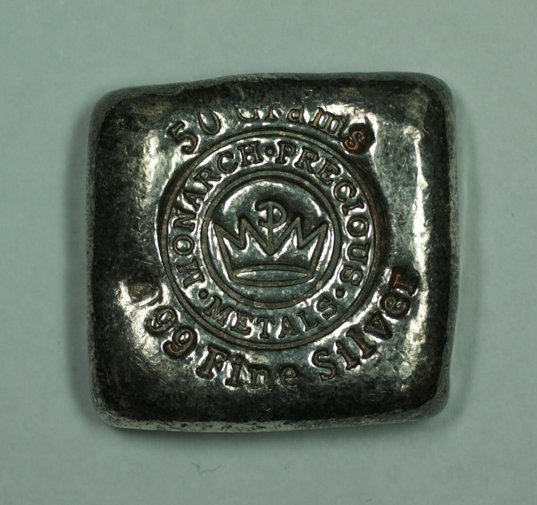 50g Silver Ingot by Monarch Precious Metals .99 Fine Fifty Gram Bar (1 of 3)