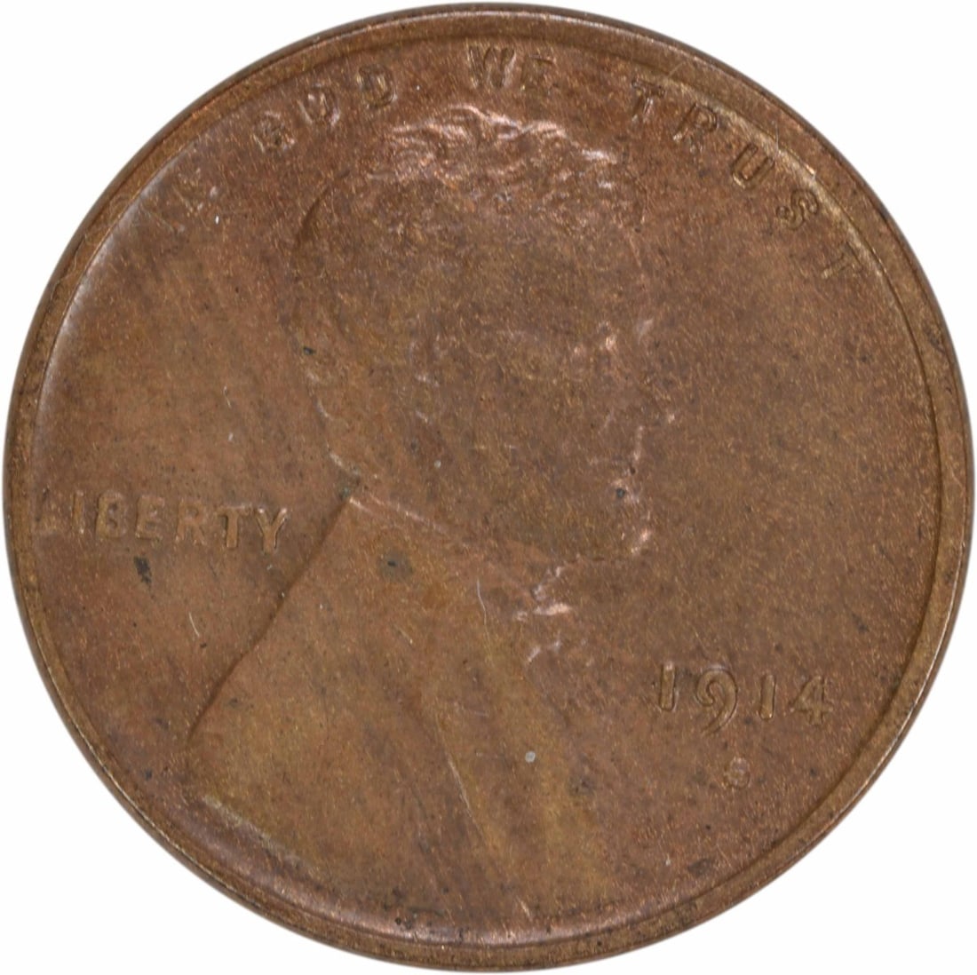 1914-S Lincoln Wheat Cent EF Uncertified Copper Coin (1 of 2)