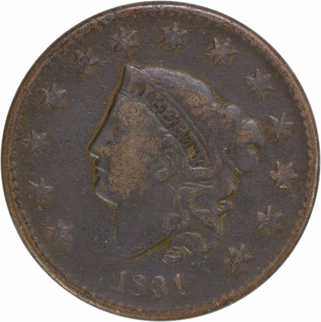 1831 Coronet Head Large Cent Copper Coin VG Uncertified (1 of 2)