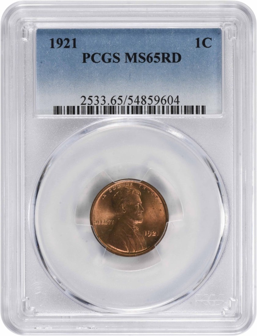 1921 Lincoln Wheat Cent PCGS MS65RD Red Uncirculated Copper Coin (1 of 2)