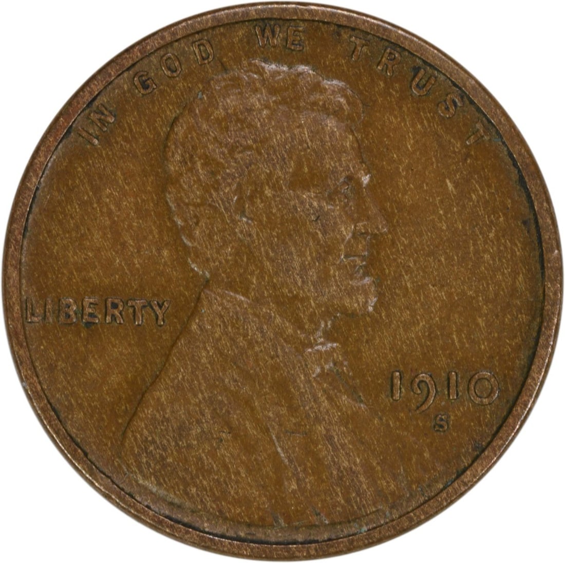 1910-S Lincoln Wheat Cent EF Circulated Uncertified Copper Coin (1 of 2)