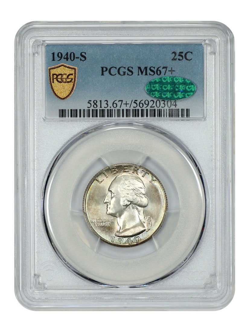 PCGS CAC MS67 Plus 1940-S Washington Quarter 25C Uncirculated (1 of 4)