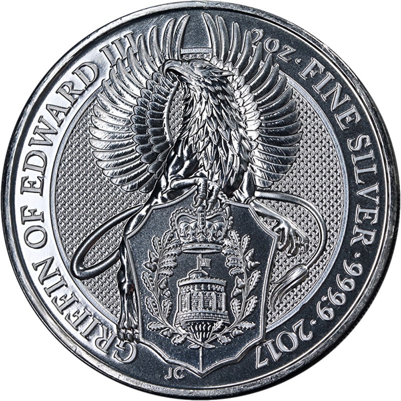 2 oz Silver 2017 Griffin of Edward Queen's Beast Coin United Kingdom .999 Fine (1 of 2)