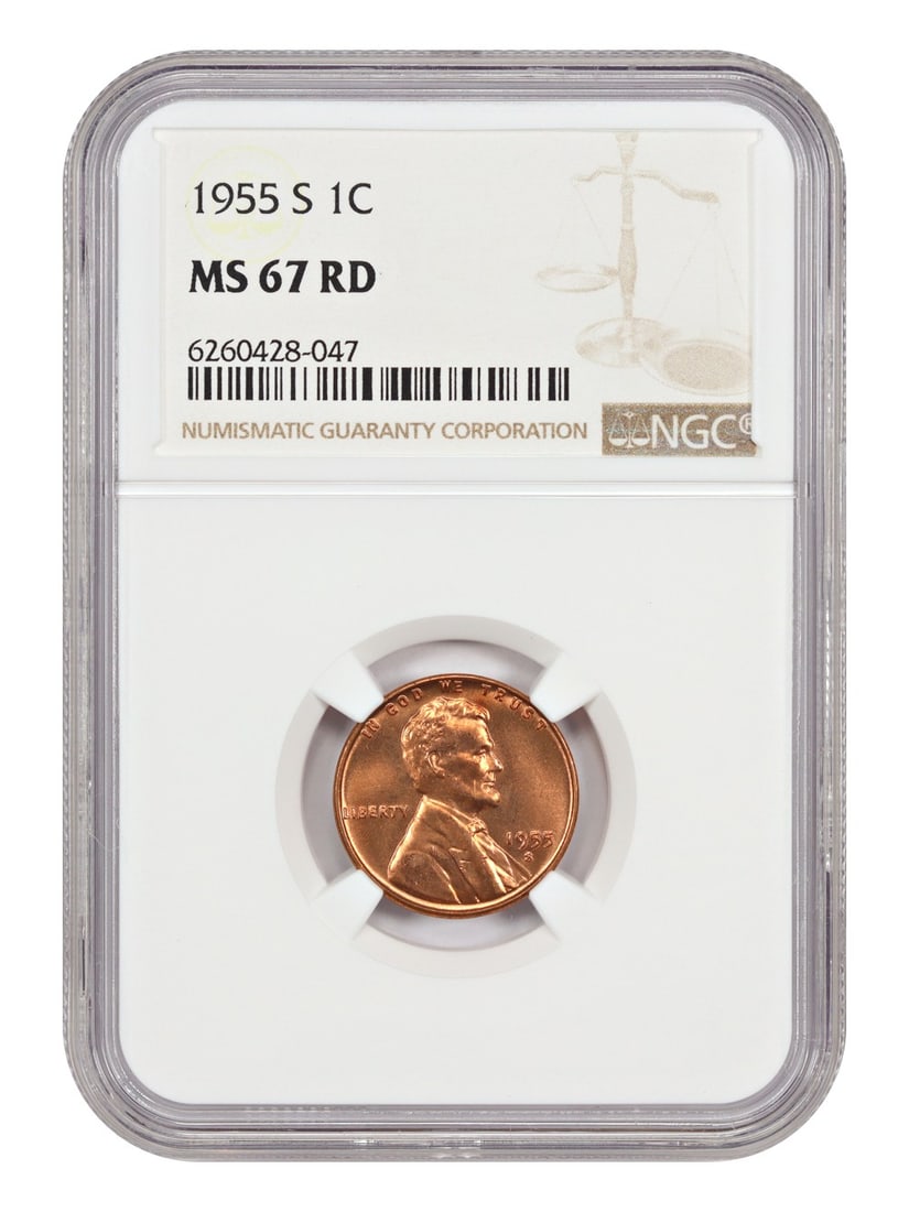 1955-S Lincoln Wheat Cent NGC MS67 Red Uncirculated 1C (1 of 4)