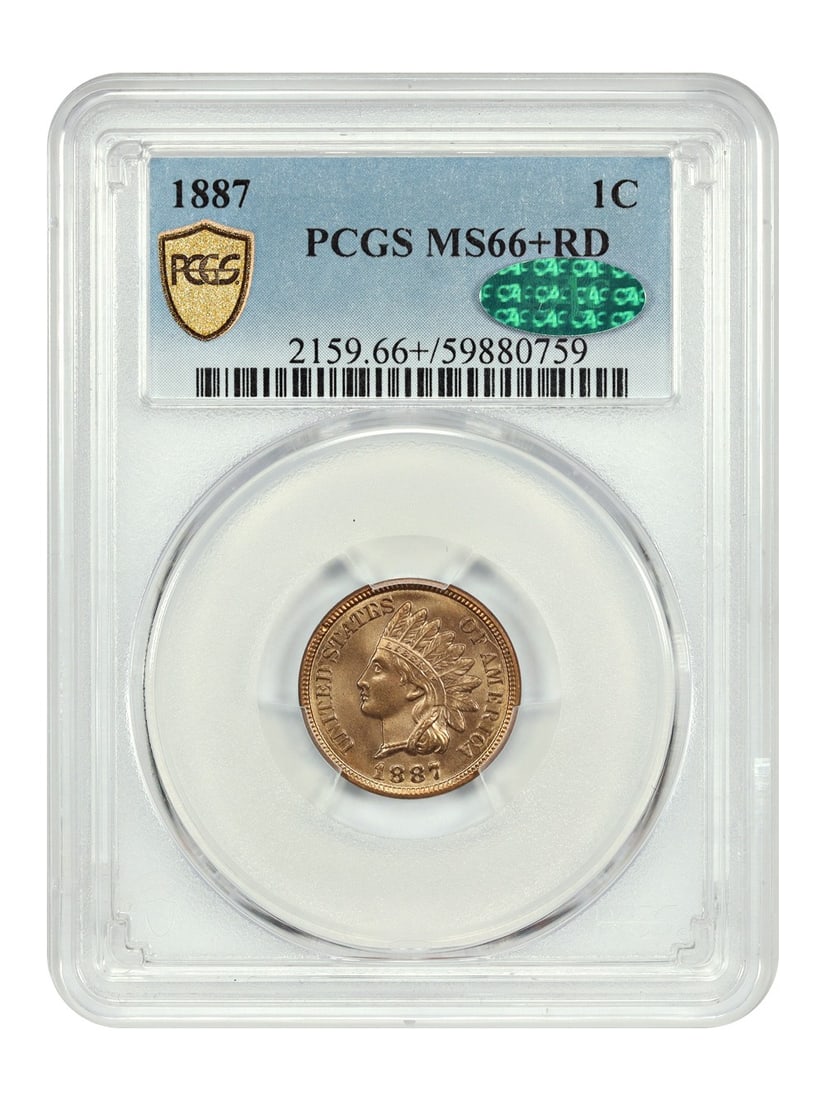 1887 Indian Cent MS66+RD PCGS CAC Certified 1C Coin (1 of 4)