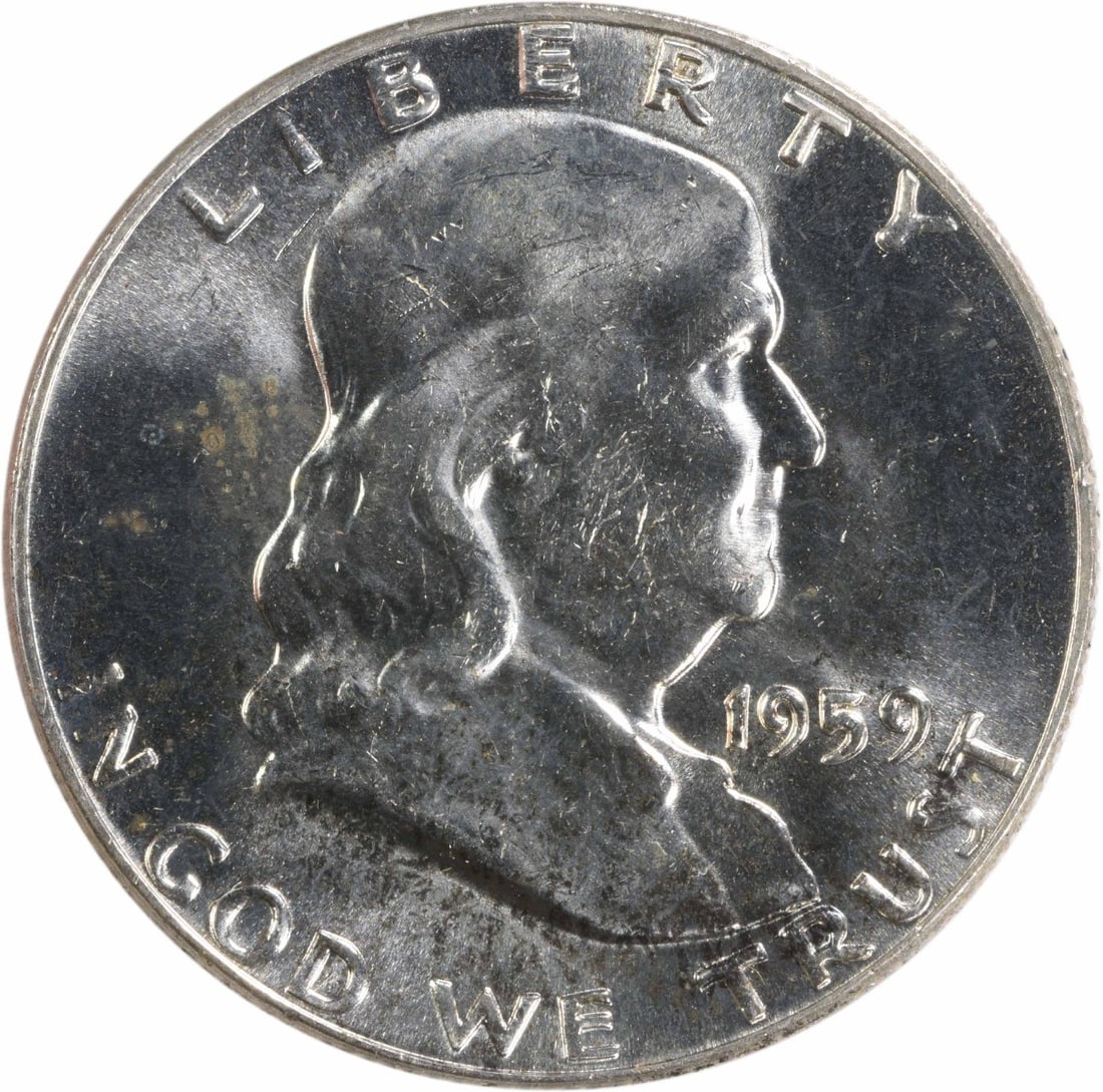 1959 Silver 50C Franklin Half Dollar Brilliant Uncirculated Uncertified Coin (1 of 2)