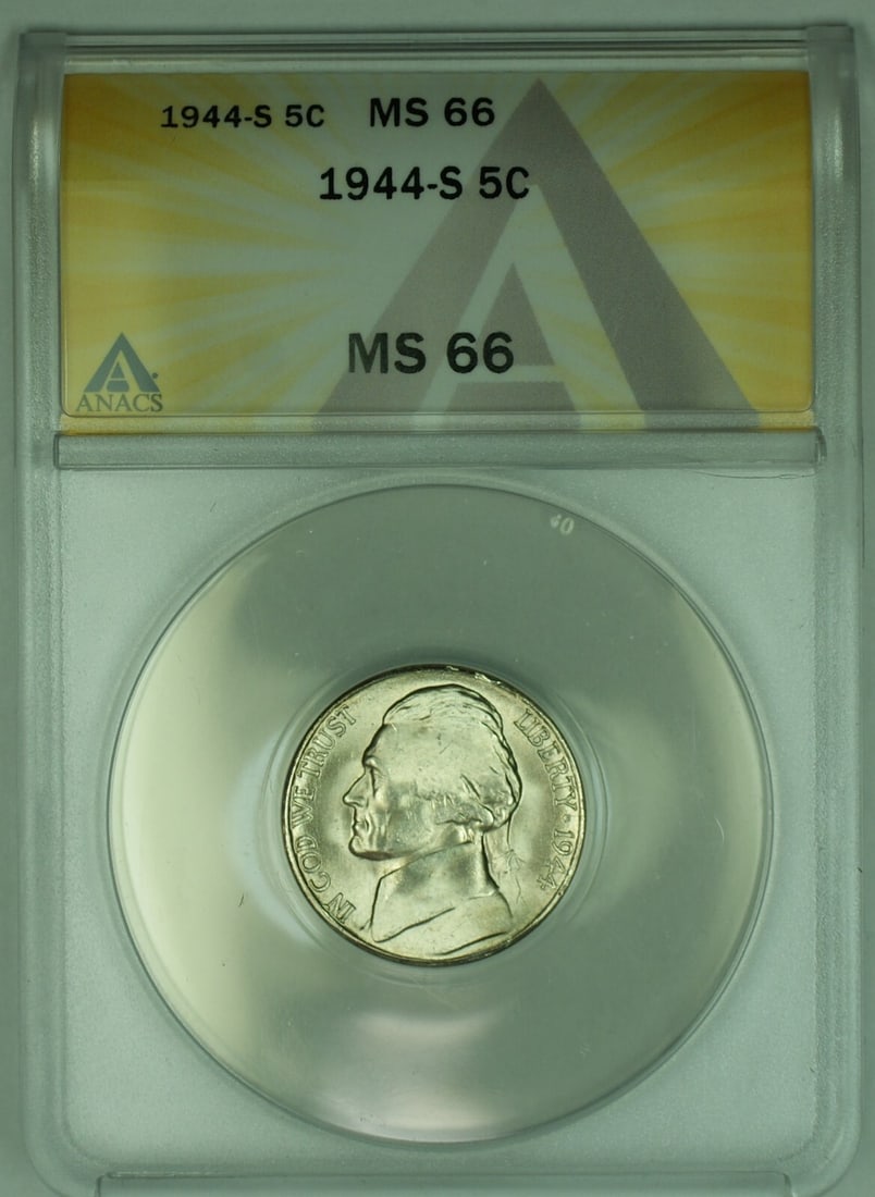 1944-S Silver 5C Jefferson Nickel ANACS MS 66 Certified Coin (1 of 2)