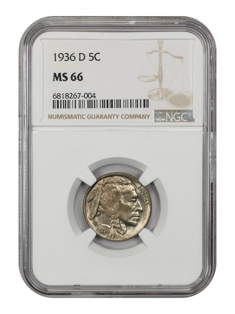 1936 Denver Buffalo Nickel NGC MS66 Certified Five Cent Coin (1 of 4)
