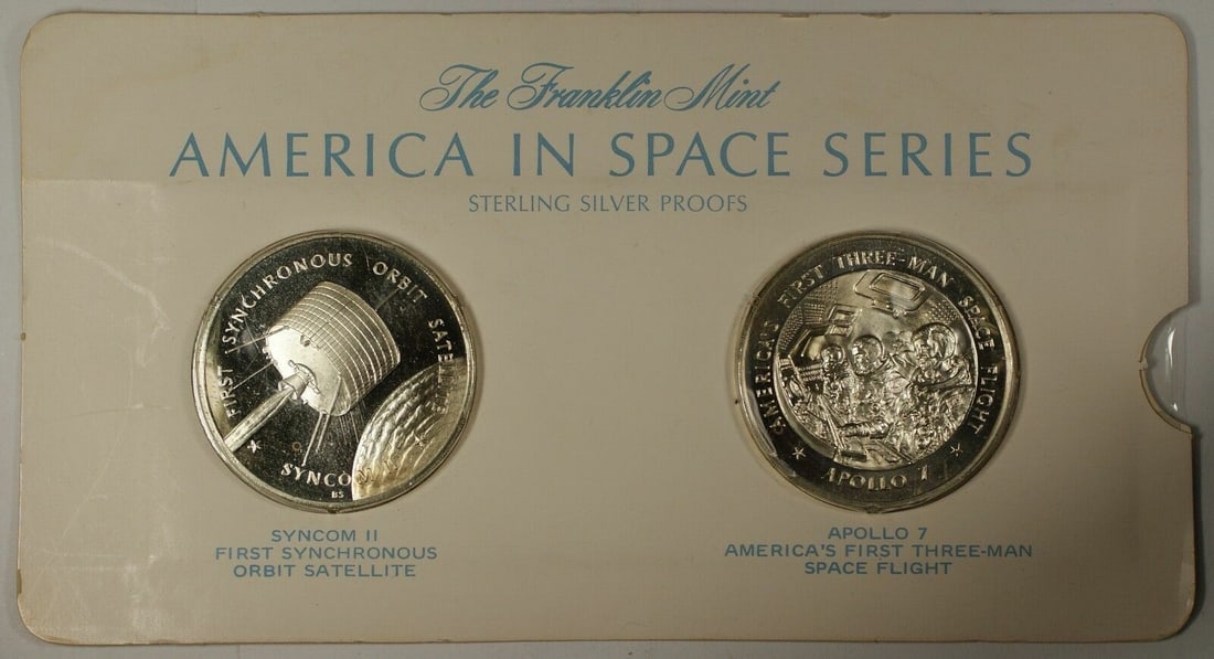 Set of Sterling Silver Proof Medals America in Space SYNCOM II Apollo VII (1 of 2)