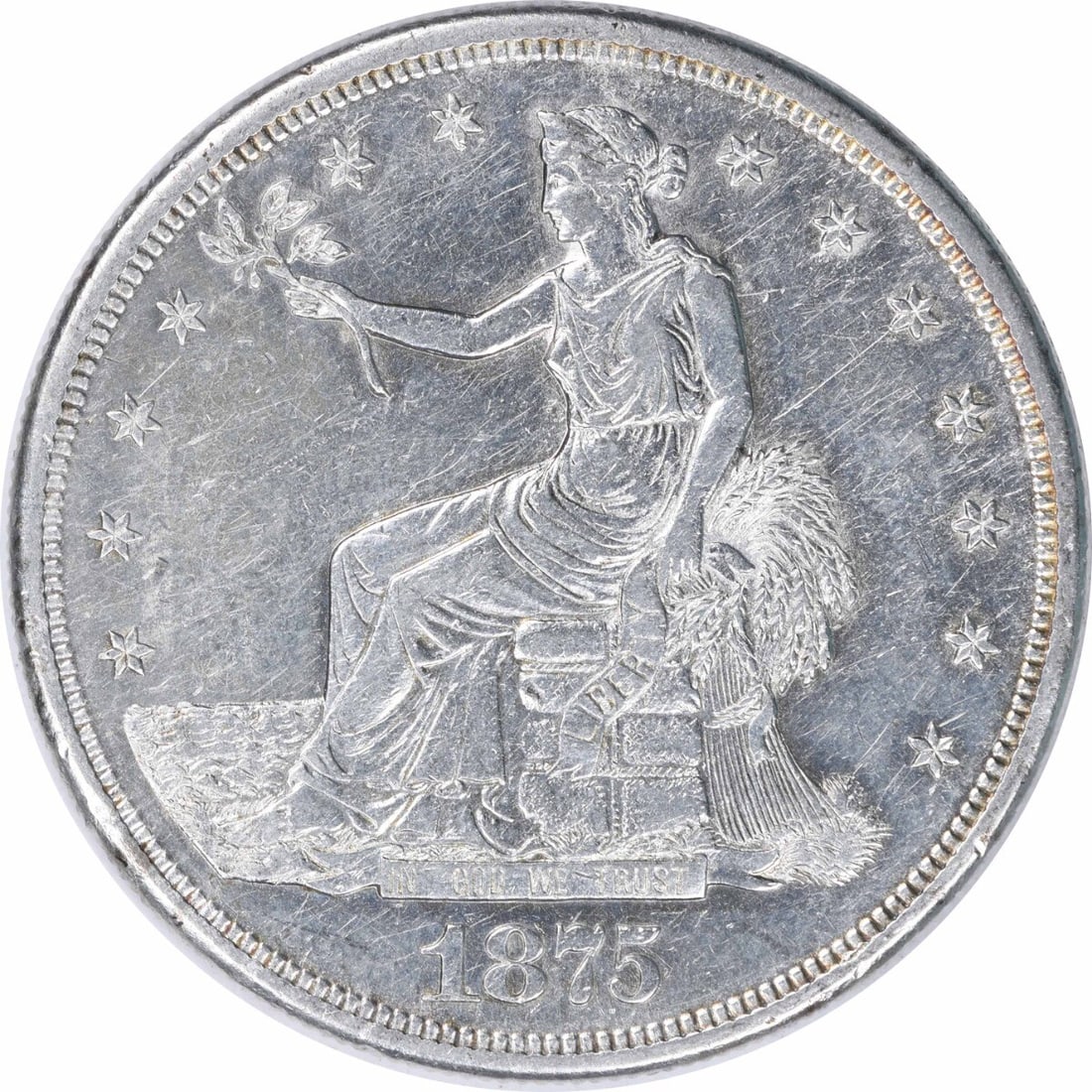 1875-S Trade Silver Dollar AU Uncertified 90% Silver Coin (1 of 2)