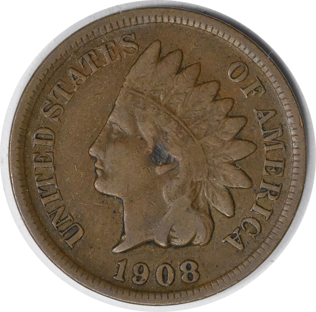1908-S Indian Head Cent Fine Copper Coin Km 90a (1 of 2)