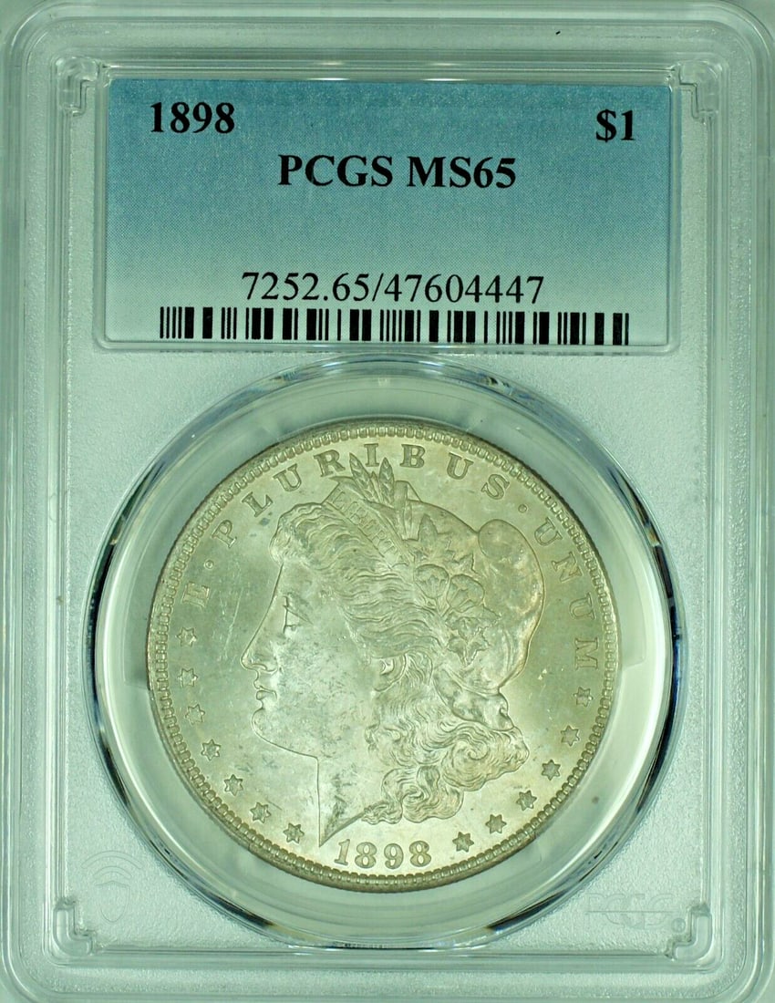 PCGS MS 65 1898 Silver Morgan Dollar Certified Uncirculated Coin (1 of 2)