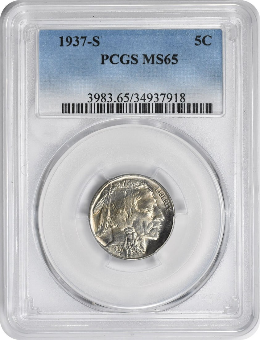 1937-S Buffalo Nickel MS65 Uncirculated PCGS Certified (1 of 2)