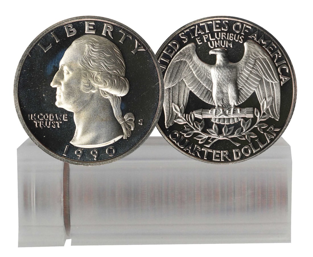 1990-S Proof Washington Quarter 40-Coin Roll Uncirculated Clad (1 of 3)