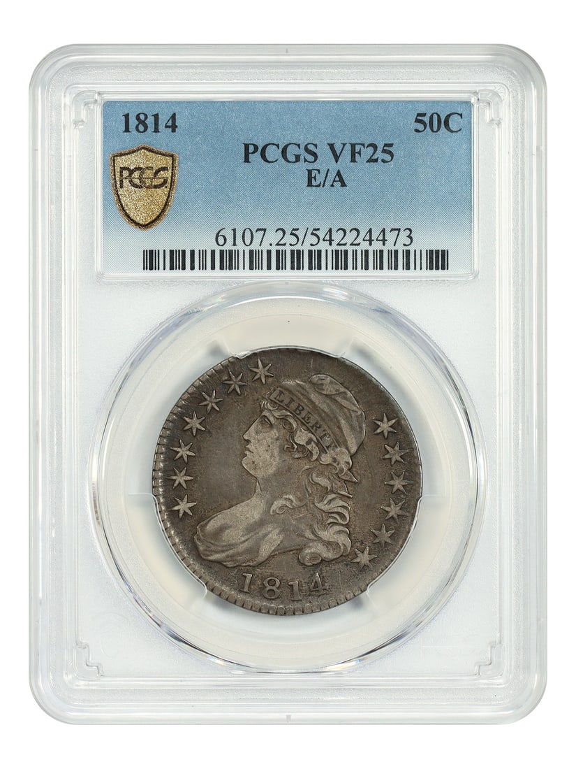 Capped Bust Half Dollar 1814 E over A Variety PCGS CAC VF25 (1 of 4)