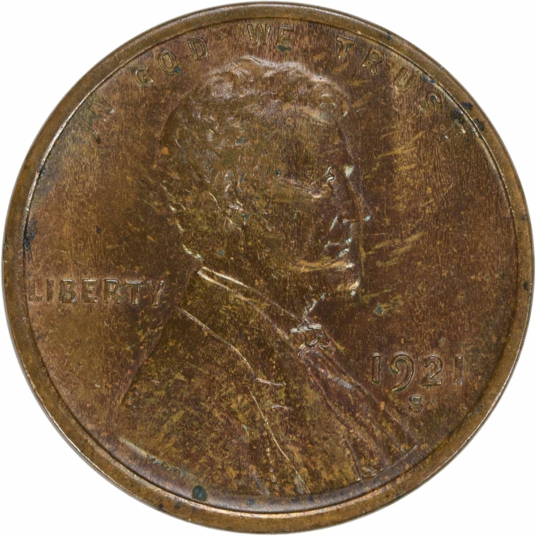 1921-S Lincoln Wheat Cent AU Uncertified Copper Coin (1 of 2)