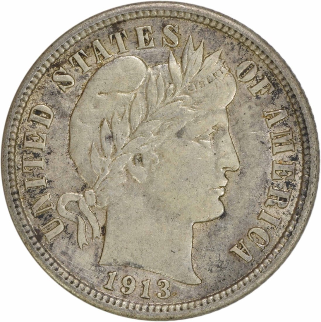 1913 Barber Silver Dime AU Uncertified 10C Philadelphia Mint (1 of 2)