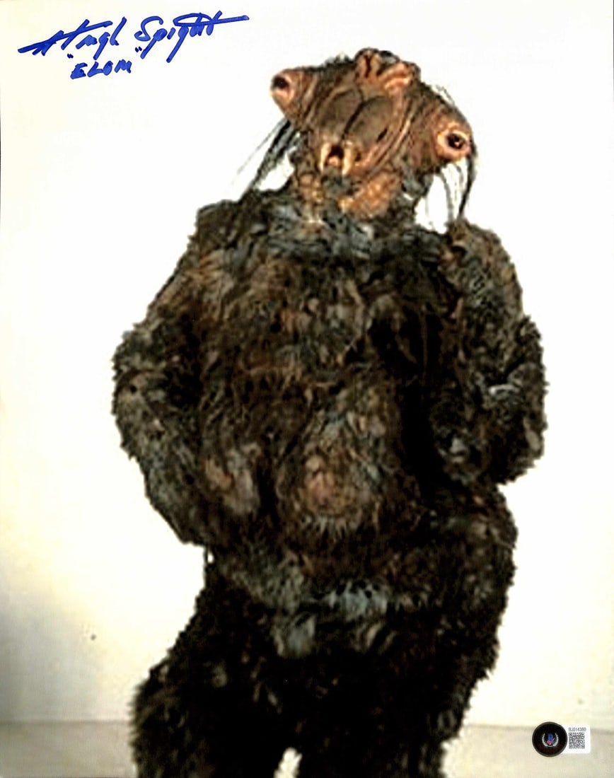 Hugh Spight Signed Elom Star Wars ROTJ 11x14 Photo Beckett Authenticated: Hugh Spight Signed Elom Star Wars ROTJ 11x14 Photo Beckett Authenticated Capture a piece of cinematic history with this autographed 11x14 photograph of Hugh Spight, who portrayed "Elom" in Star Wars: