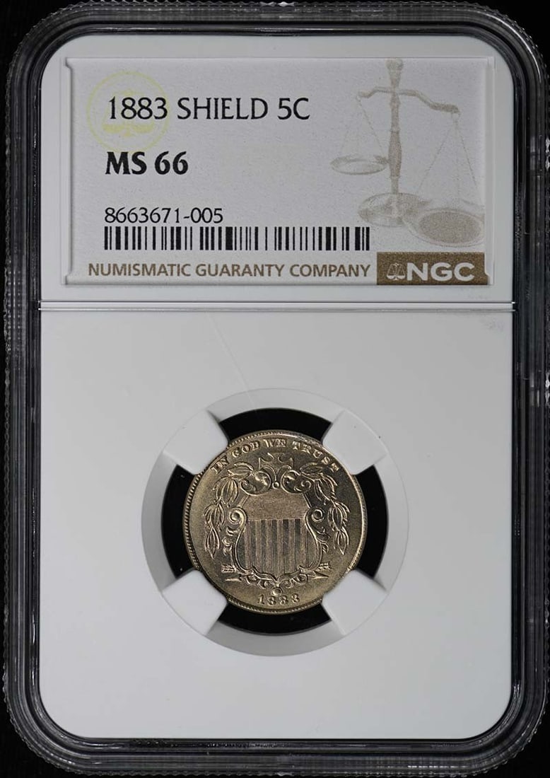 1883 Shield Nickel NGC MS66 Graded United States Five Cent Coin (1 of 2)