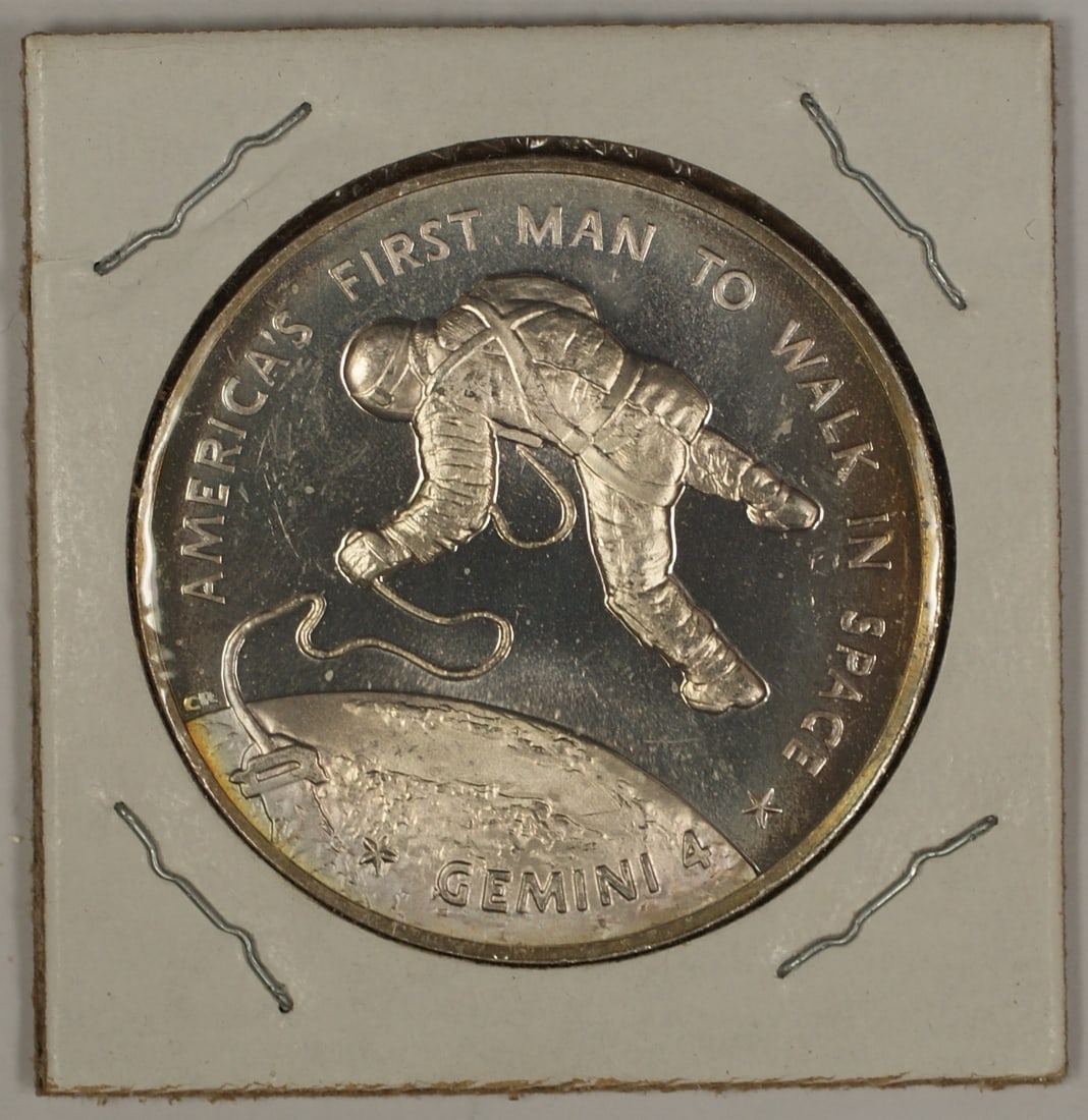 Silver Gemini IV Medal Honoring First American Spacewalk in 2x2 Holder (1 of 2)