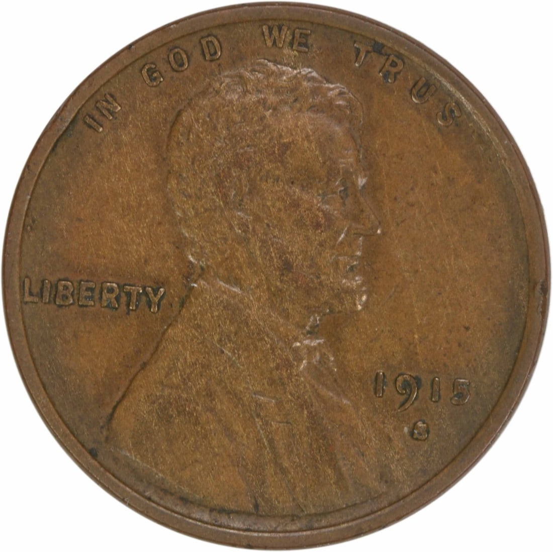 1915-S Lincoln Wheat Cent EF Uncertified Copper Coin (1 of 2)