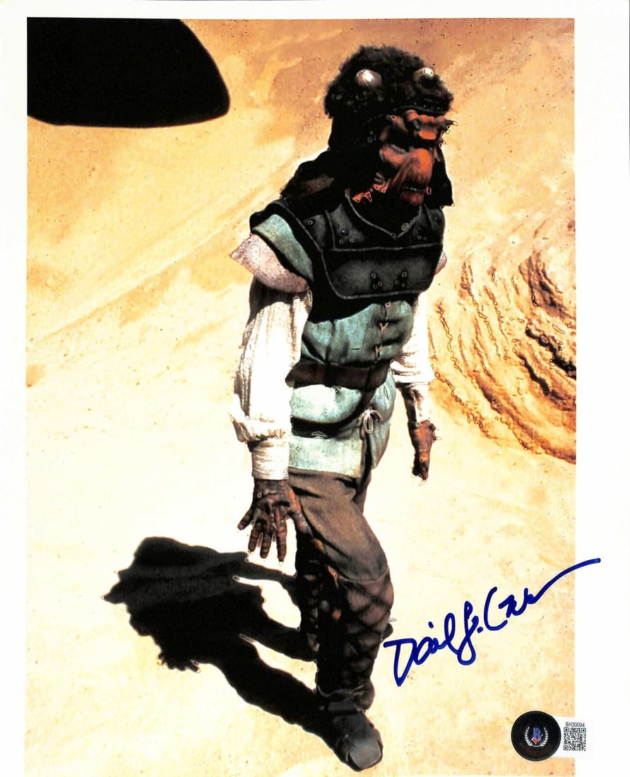 8x10 Autographed Photo Dave Carson Skiff Guard Star Wars Beckett Certified: 8x10 Autographed Photo Dave Carson Skiff Guard Star Wars Beckett Certified This is an original 8x10 color photograph signed by Dave Carson, a sculptor, storyboard artist, and VFX artist who played a k