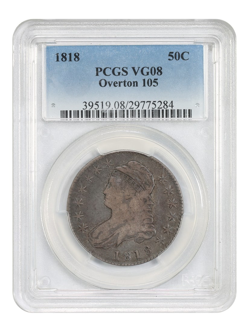Capped Bust Half Dollar 1818 Overton-105 PCGS VG08 50C Coin (1 of 4)