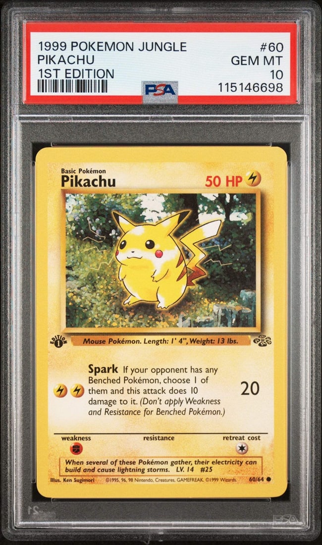 PSA 10 Gem Mint 1999 Jungle Pikachu 1st Edition Card #60 (1 of 1)