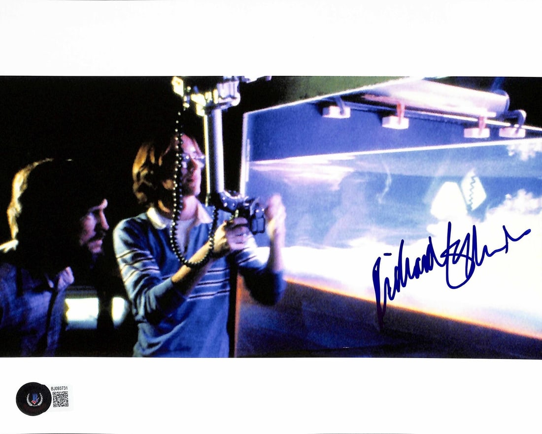 Richard Edlund Signed 8x10 Raiders of the Lost Ark Photo Beckett Certified: Richard Edlund Signed 8x10 Raiders of the Lost Ark Photo Beckett Certified This exceptional 8x10 behind-the-scenes photograph from Raiders of the Lost Ark features a bold blue autograph by the legenda