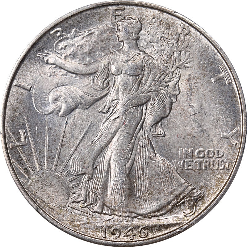 1946-S Walking Liberty Half PCGS MS64 Silver Uncirculated Coin: 1946-S Walking Liberty Half PCGS MS64 Silver Uncirculated Coin This stunning 1946-S Walking Liberty Half Dollar is professionally certified by PCGS with a grade of MS64, showcasing exceptional eye app